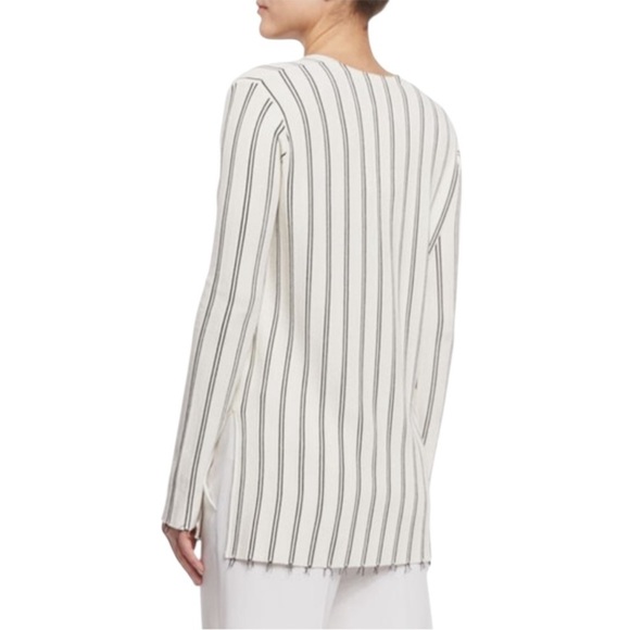 Theory luxe knit stripe v sweater- missing size tag please see measurements - Picture 6 of 9